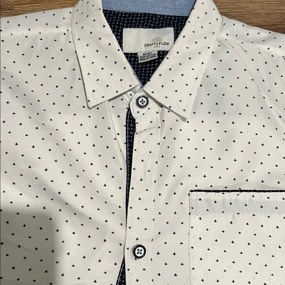 Kids' White Polka Dot Button Down Shirt